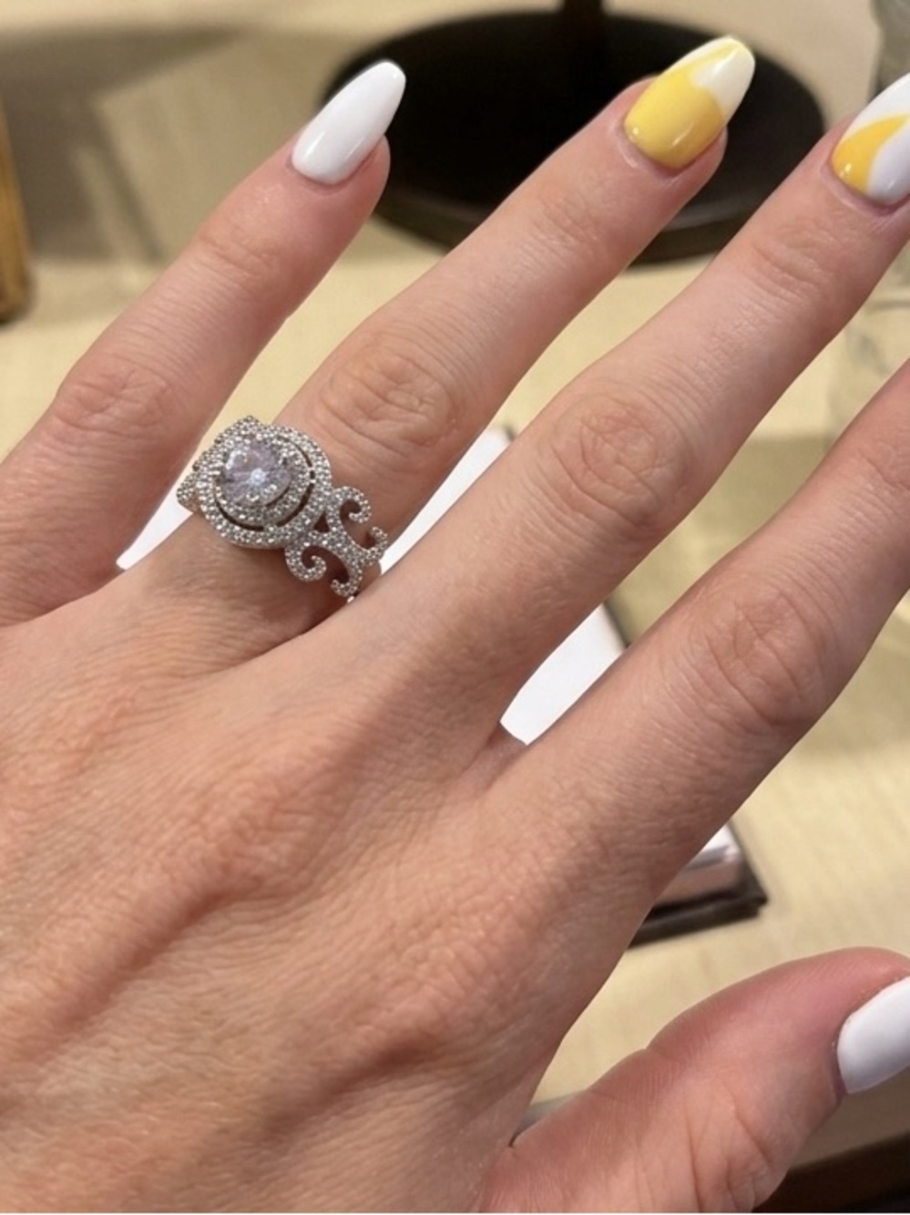 Iced Out Halo Engagement Bridal Ring Old Money Coquette Luxury Romantic Royal